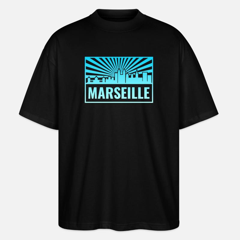 Marseille Skyline Sonnenstrahlen - Stanley/Stella Oversized Unisex Bio T-Shirt Blaster 2.0 - Schwarz