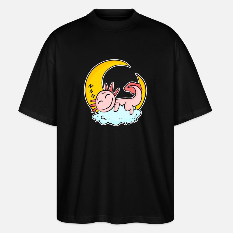 Schlafender Axolotl - Stanley/Stella Oversized Unisex Bio T-Shirt Blaster 2.0 - Schwarz