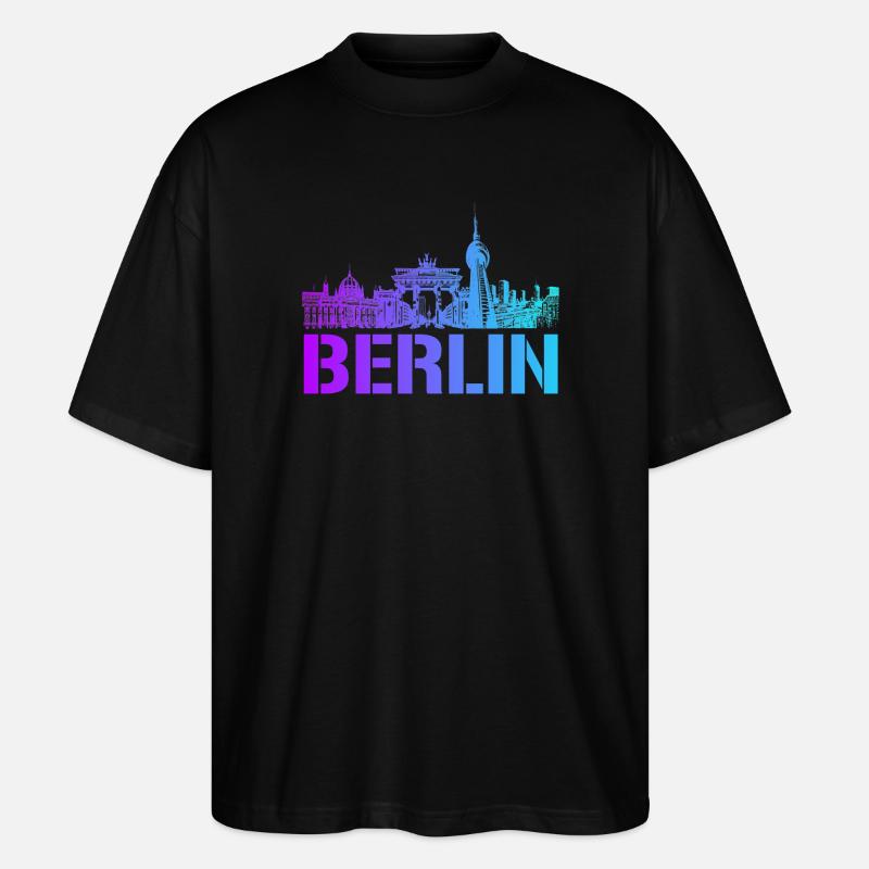 Berlin Skyline mit Berliner Wahrzeichen - Stanley/Stella Oversized Unisex Bio T-Shirt Blaster 2.0 - Schwarz