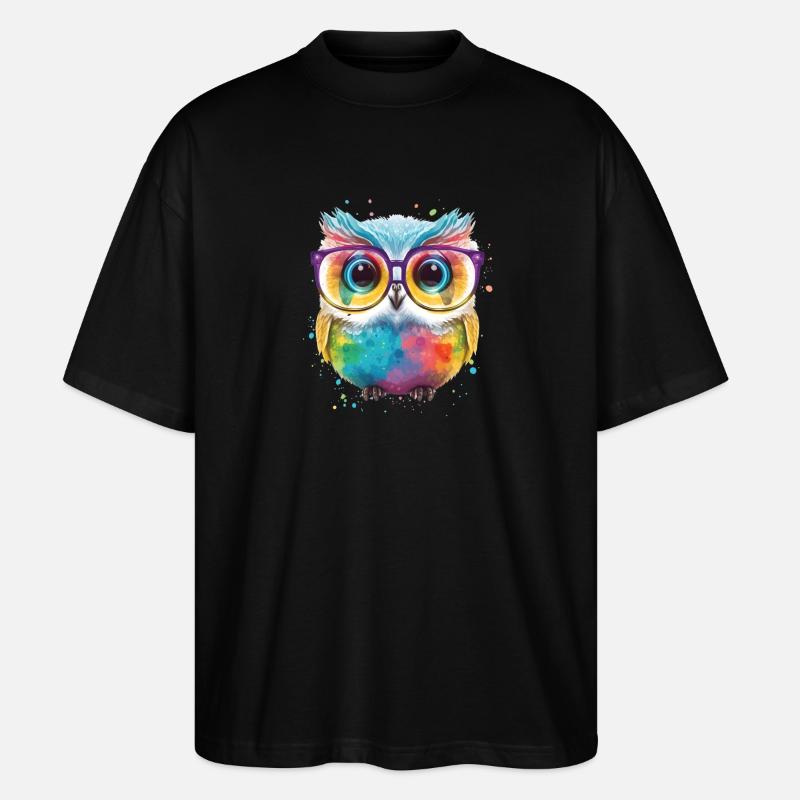 Bunte Brillen Eule - Stanley/Stella Oversized Unisex Bio T-Shirt Blaster 2.0 - Schwarz