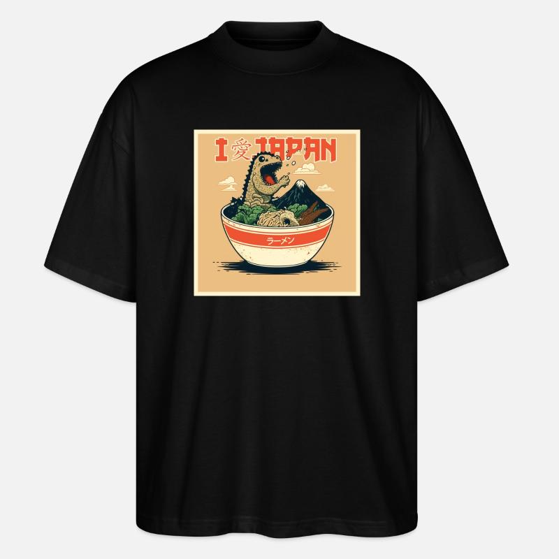 Ramen-Dino im Pop-Art Stil - Stanley/Stella Oversized Unisex Bio T-Shirt Blaster 2.0 - Schwarz