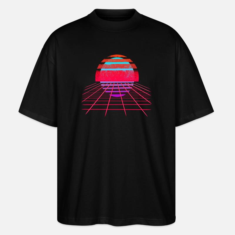 Rétro Wave Sunset Vaporwave - T-shirt bio Blaster 2.0 coupe oversize Stanley/Stella Unisexe - noir