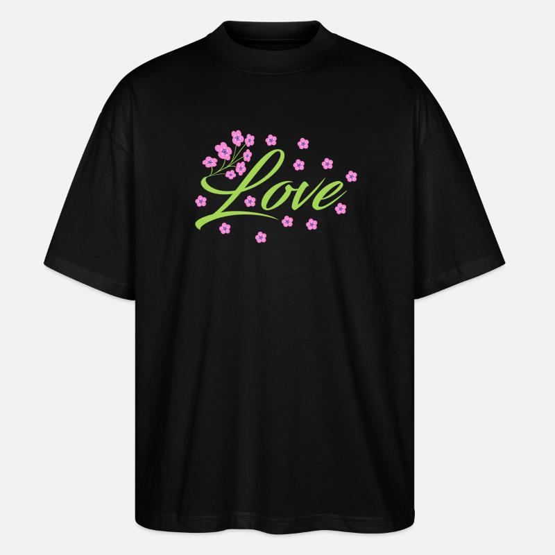 Love - Flowers - Stanley/Stella Oversized Unisex Bio T-Shirt Blaster 2.0 - Schwarz