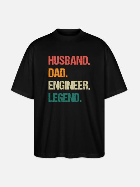 Husband Dad Engineer Legend Quote - Stanley/Stella Oversized Unisex Organic T-shirt Blaster 2.0 - black