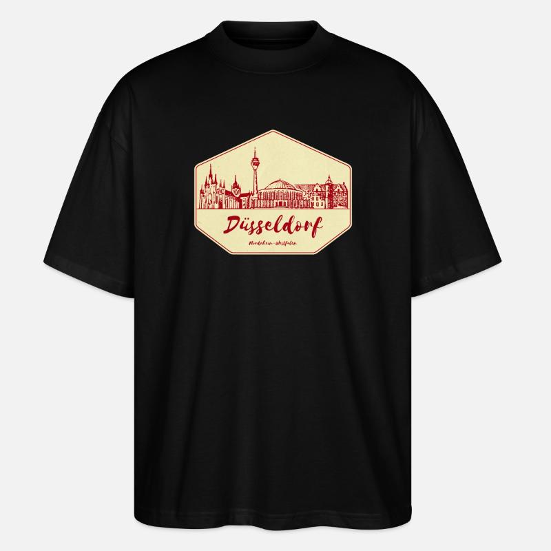 Badge Skyline de Düsseldorf - T-shirt bio Blaster 2.0 coupe oversize Stanley/Stella Unisexe - noir