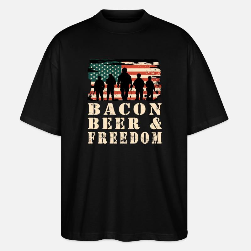 Bacon, Bier und Freiheit - Stanley/Stella Oversized Unisex Bio T-Shirt Blaster 2.0 - Schwarz