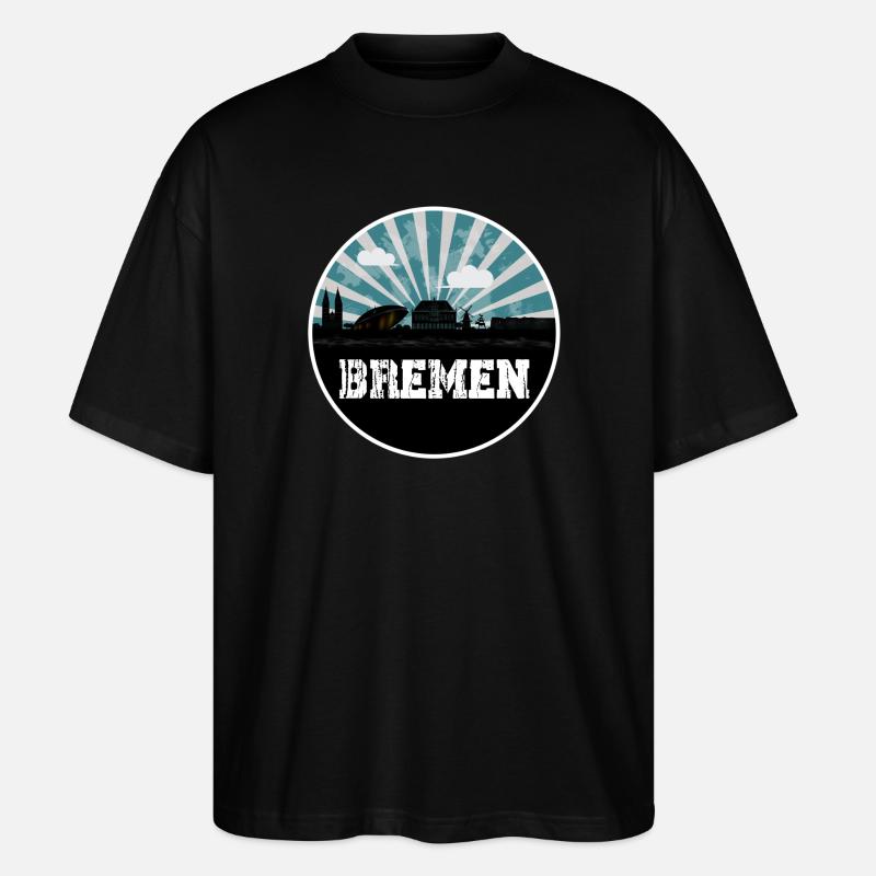 Bremen Skyline Blue Hour - Stanley/Stella Oversized Unisex Organic T-shirt Blaster 2.0 - black