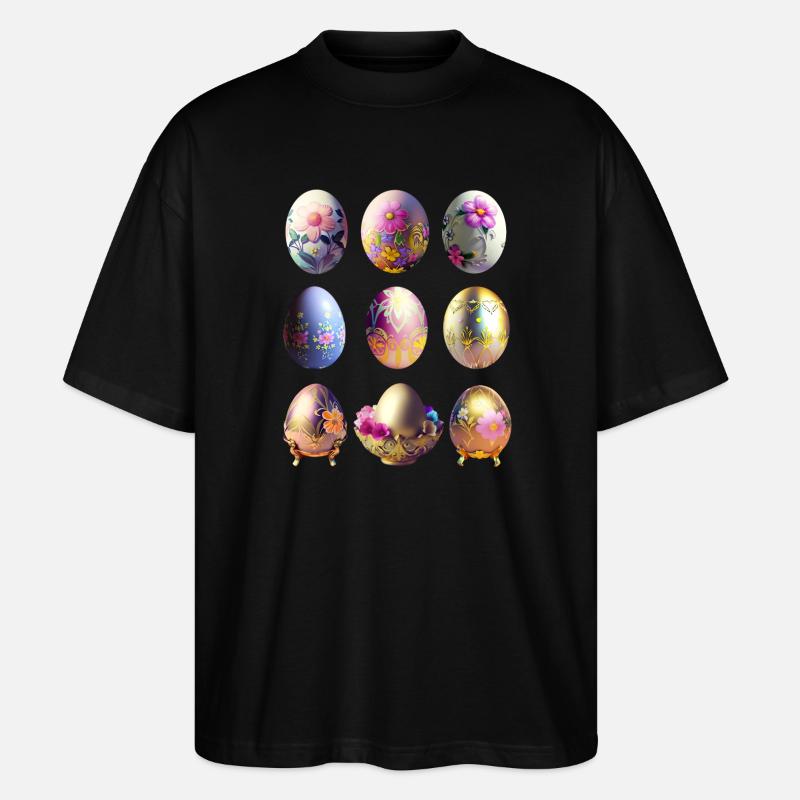 Bunte Ostereier Sticker Set - Stanley/Stella Oversized Unisex Bio T-Shirt Blaster 2.0 - Schwarz