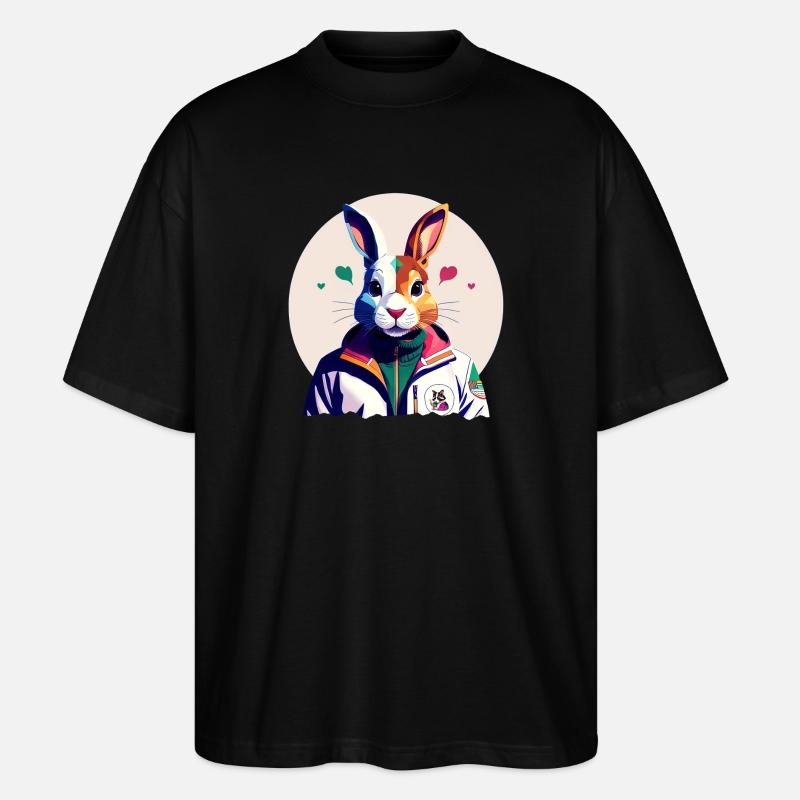 Bunny, Easter Bunny - Stanley/Stella Oversized Unisex Organic T-shirt Blaster 2.0 - black