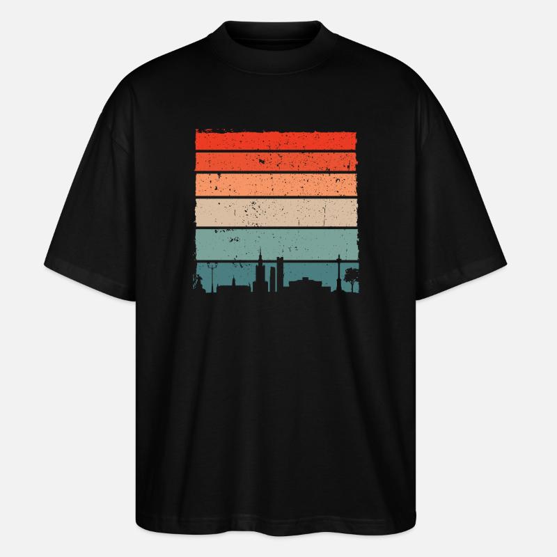 Sunset Skyline Gradient Tee - Stanley/Stella Oversized Unisex Organic T-shirt Blaster 2.0 - black
