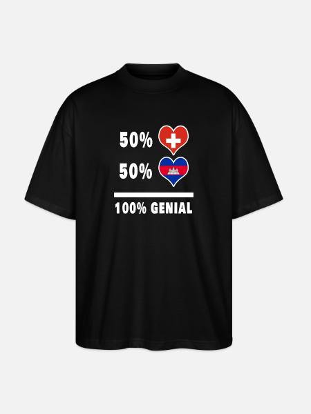 Camboya y Suiza 100% impresionante bandera - Camiseta Oversize Ecológica Unisex Stanley/Stella Blaster 2.0 - negro