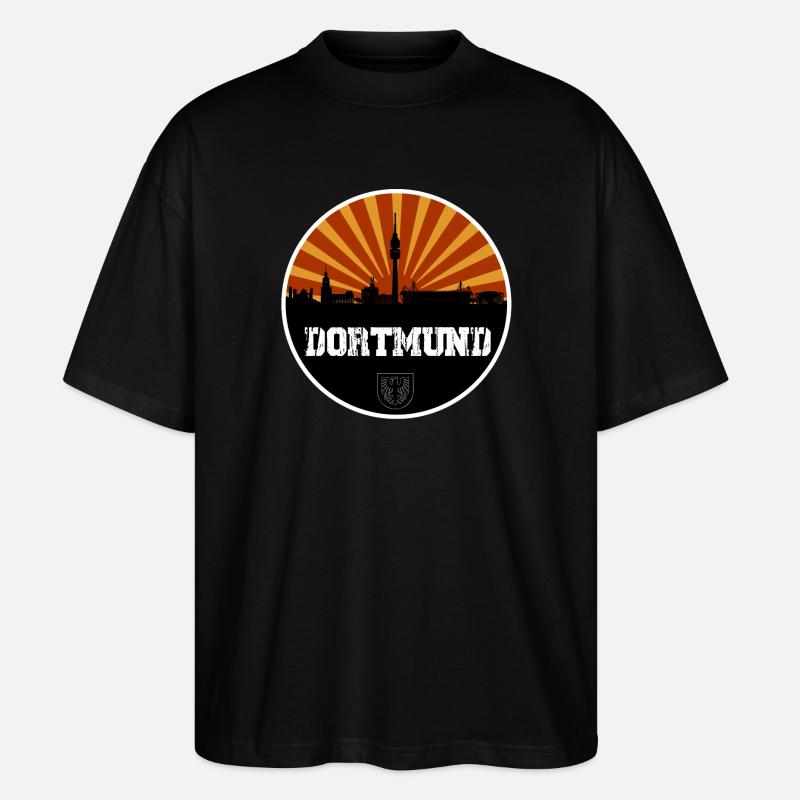 Dortmund Skyline Retro - Stanley/Stella Oversized Unisex Organic T-shirt Blaster 2.0 - black