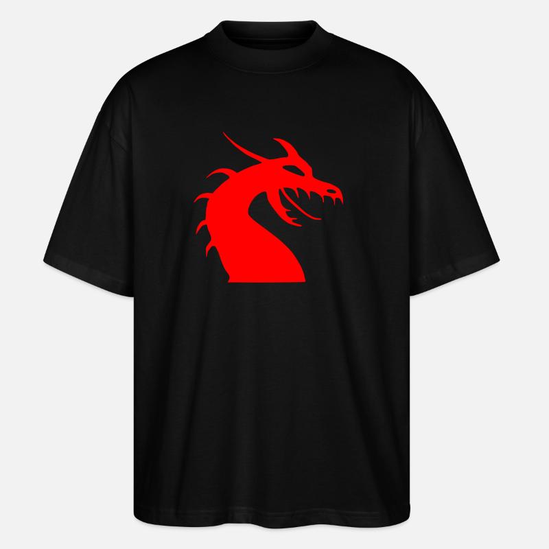 Rote Drachenkopf Silhouette - Stanley/Stella Oversized Unisex Bio T-Shirt Blaster 2.0 - Schwarz