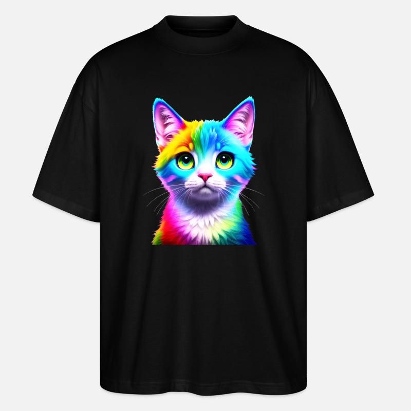 Chat arc-en-ciel - T-shirt bio Blaster 2.0 coupe oversize Stanley/Stella Unisexe - noir