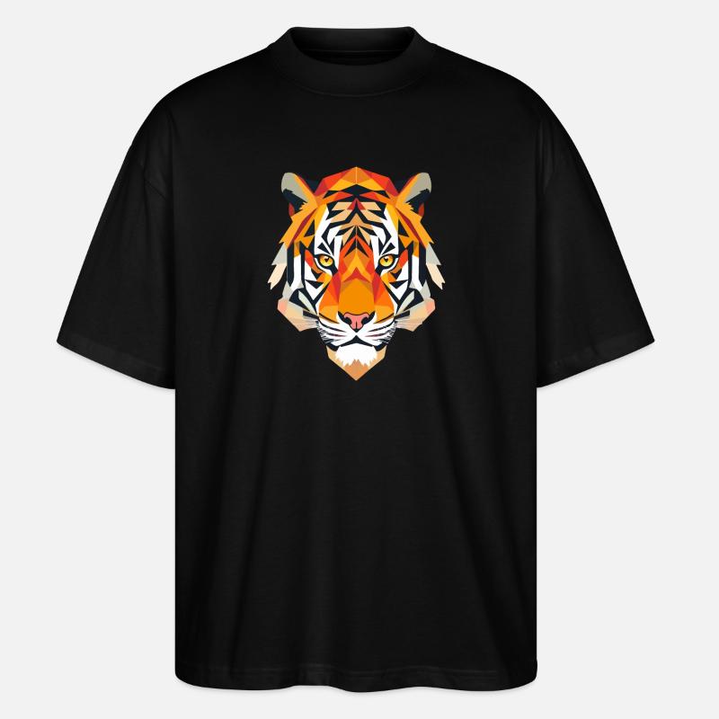 Stylized Tiger, Geometric - Stanley/Stella Oversized Unisex Organic T-shirt Blaster 2.0 - black