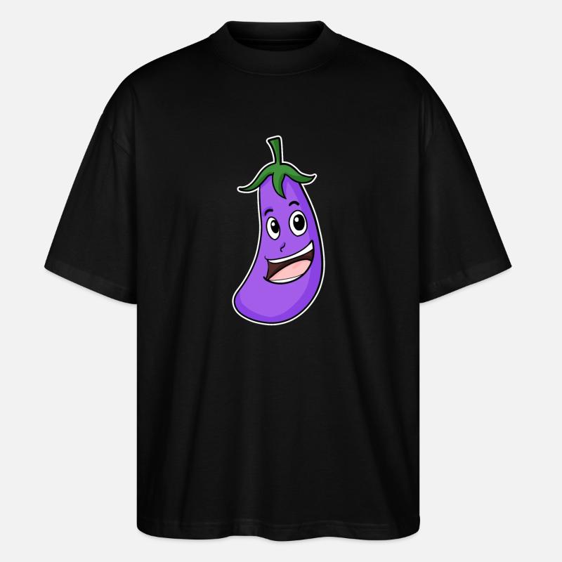 Eggplant motif - Stanley/Stella Oversized Unisex Organic T-shirt Blaster 2.0 - black