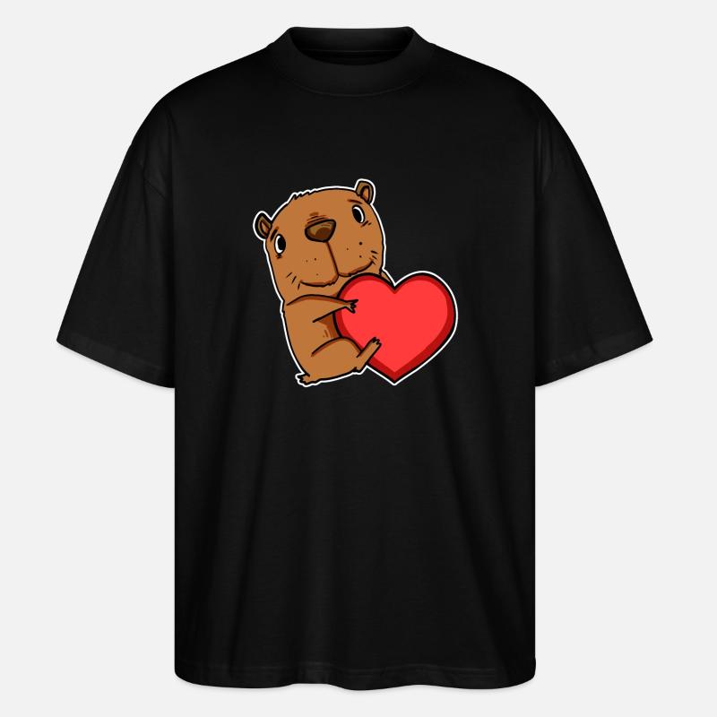 Motif de cœur Capybara capybara - T-shirt bio Blaster 2.0 coupe oversize Stanley/Stella Unisexe - noir