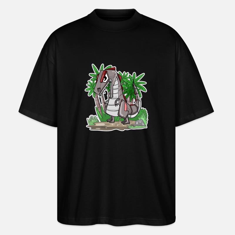 Robot Dino Dinosaur - Stanley/Stella Oversized Unisex Organic T-shirt Blaster 2.0 - black
