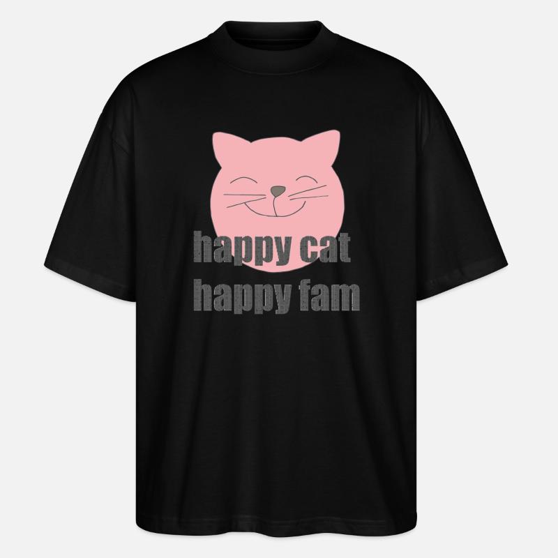Chat heureux - T-shirt bio Blaster 2.0 coupe oversize Stanley/Stella Unisexe - noir