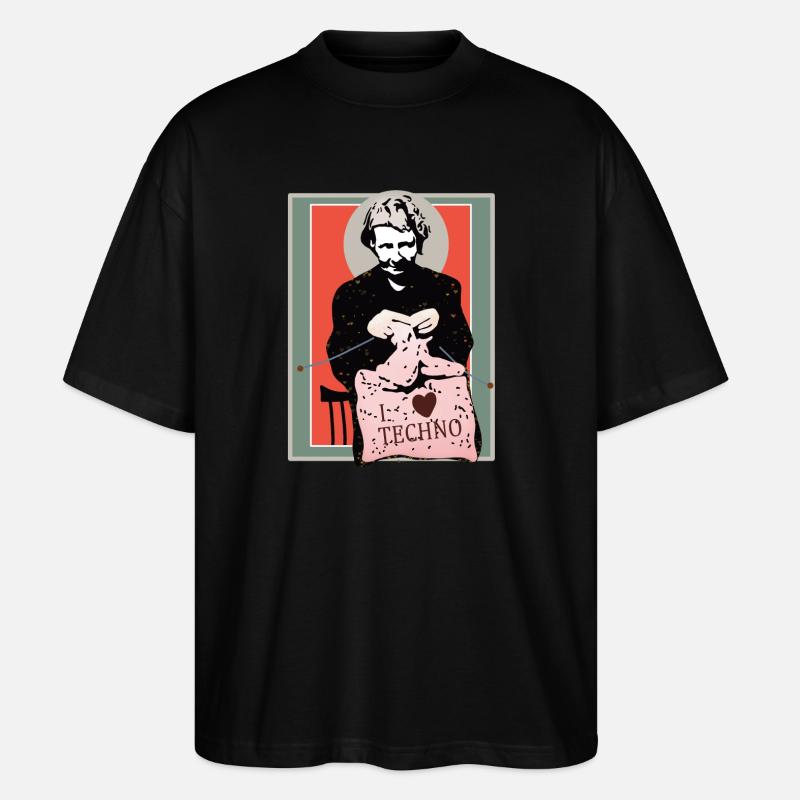 Techno Nähkunst Illustration - Stanley/Stella Oversized Unisex Bio T-Shirt Blaster 2.0 - Schwarz