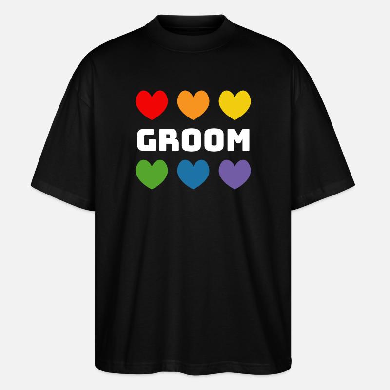 Regenbogenherzchen Groom weiss - Stanley/Stella Oversized Unisex Bio T-Shirt Blaster 2.0 - Schwarz