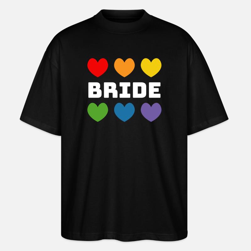 Rainbow heart Bride white - Stanley/Stella Oversized Unisex Organic T-shirt Blaster 2.0 - black
