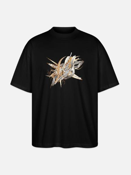 kunstnerisk filigran motiv lavet af bånd og fjer - Stanley/Stella Oversize Unisex Øko T-shirt Blaster 2.0 - sort