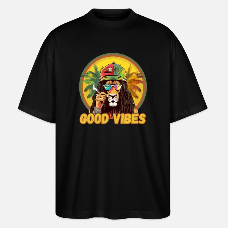 Rasta Lion Good Vibes - Stanley/Stella Oversized Unisex Bio T-Shirt Blaster 2.0 - Schwarz