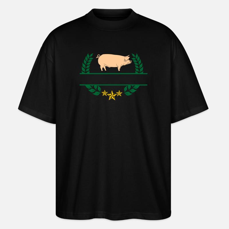 Cochon en couronne de laurier vert - T-shirt bio Blaster 2.0 coupe oversize Stanley/Stella Unisexe - noir