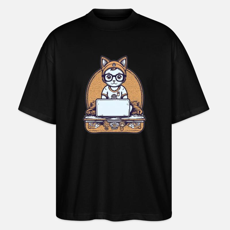 Chat technique au bureau - T-shirt bio Blaster 2.0 coupe oversize Stanley/Stella Unisexe - noir