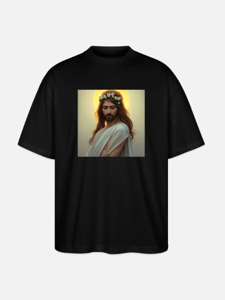 Himmlische Ruhe: Jesusfigur mit Kranz - Stanley/Stella Oversized Unisex Organic T-shirt Blaster 2.0 - black