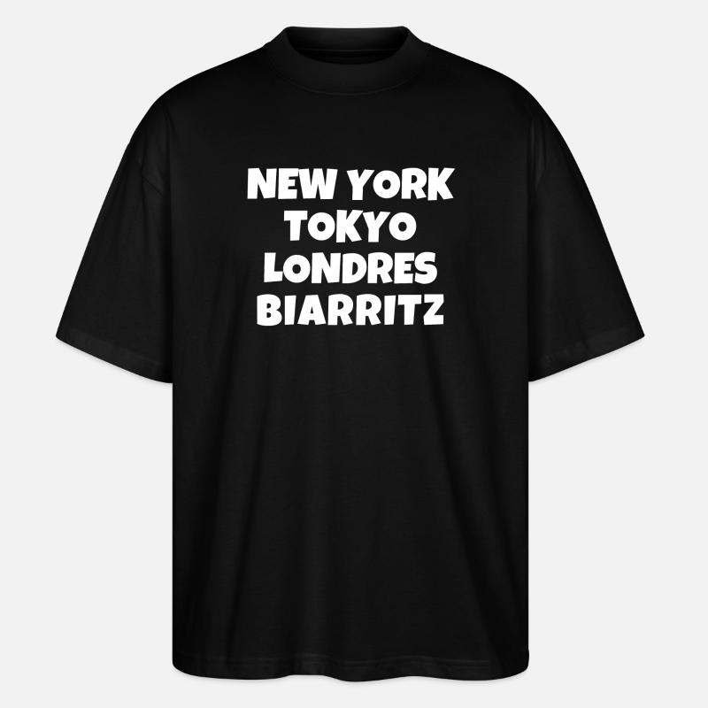 Biarritz, Basque, Basque Country - Stanley/Stella Oversized Unisex Organic T-shirt Blaster 2.0 - black