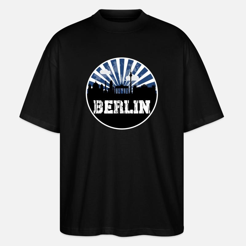 Berlin Skyline Blue Hour - T-shirt bio Blaster 2.0 coupe oversize Stanley/Stella Unisexe - noir