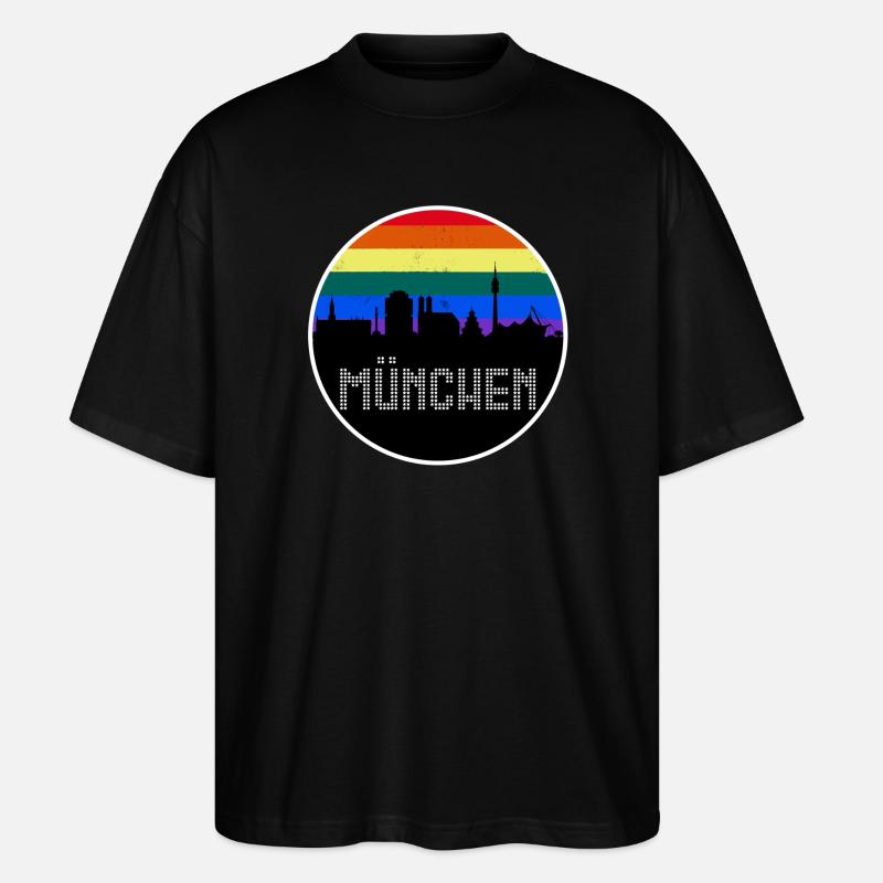 L’arc-en-ciel de Munich Skyline - T-shirt bio Blaster 2.0 coupe oversize Stanley/Stella Unisexe - noir