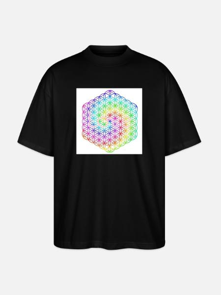Livets blomst - 5. dimension - Mandala - kærlighed - Stanley/Stella Oversize Unisex Øko T-shirt Blaster 2.0 - sort