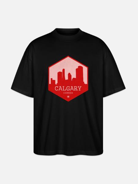 Calgary Skyline Red Badge - Stanley/Stella Oversized Unisex Bio T-Shirt Blaster 2.0 - Schwarz