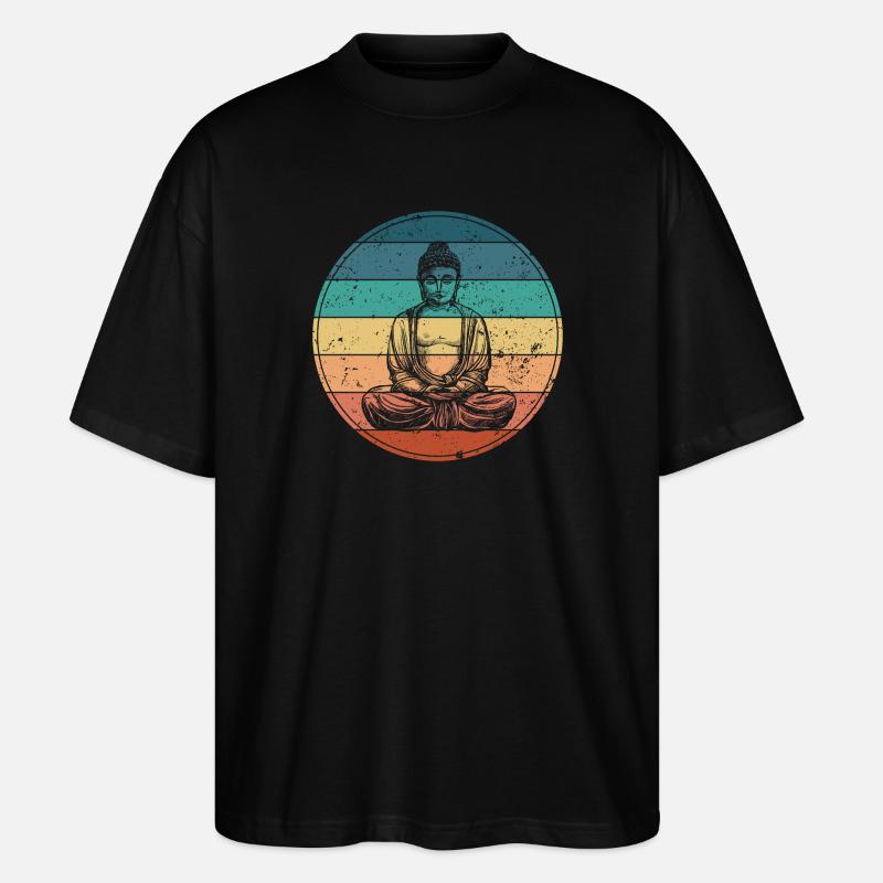 Buddha in der Regenbogen-Meditation - Stanley/Stella Oversized Unisex Bio T-Shirt Blaster 2.0 - Schwarz
