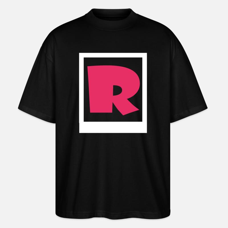 Simple pink gothic R - Stanley/Stella Oversized Unisex Organic T-shirt Blaster 2.0 - black