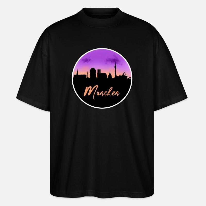 München Fine Skyline - Stanley/Stella Oversized Unisex Bio T-Shirt Blaster 2.0 - Schwarz