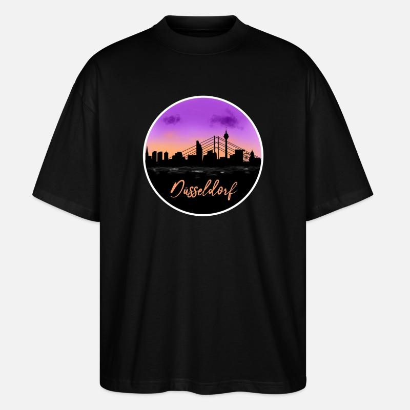 Dusseldorf Fine Skyline - Stanley/Stella Oversized Unisex Organic T-shirt Blaster 2.0 - black