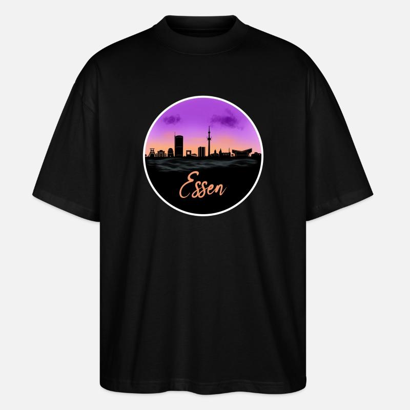 Essen Fine Skyline - Stanley/Stella Oversized Unisex Bio T-Shirt Blaster 2.0 - Schwarz