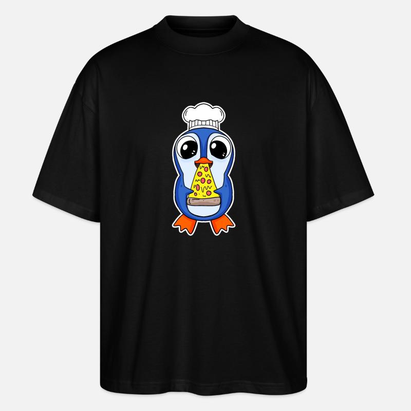 Pizza pingouin gourmet - T-shirt bio Blaster 2.0 coupe oversize Stanley/Stella Unisexe - noir