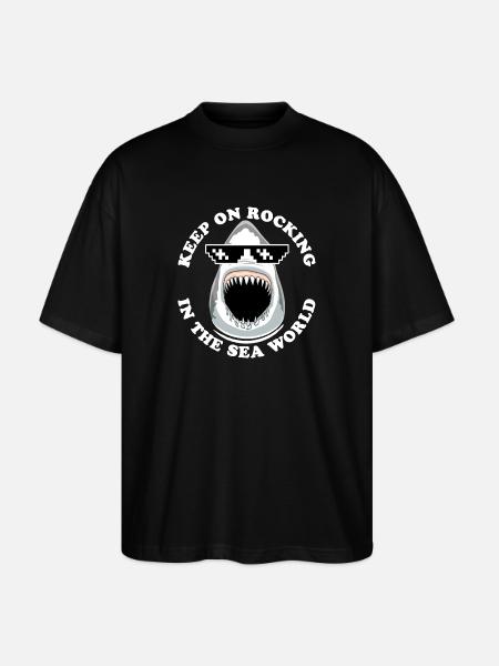 Shark with sunglasses - Stanley/Stella Oversized Unisex Organic T-shirt Blaster 2.0 - black