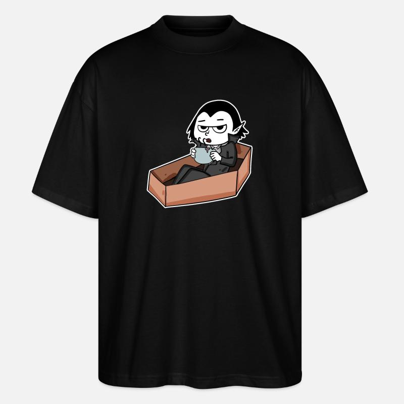 Vampire boit du café - T-shirt bio Blaster 2.0 coupe oversize Stanley/Stella Unisexe - noir
