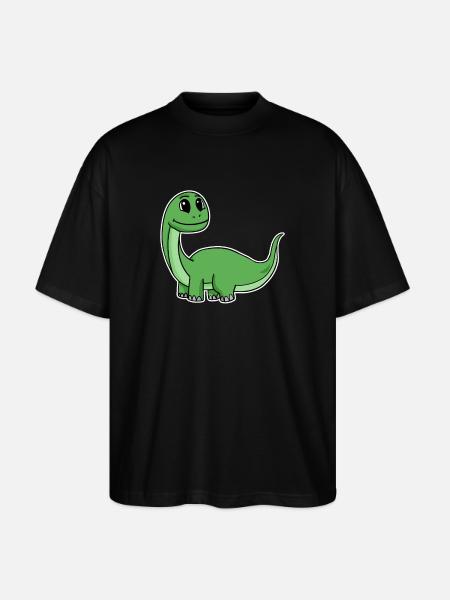 Petit dinosaure vert mignon - T-shirt bio Blaster 2.0 coupe oversize Stanley/Stella Unisexe - noir