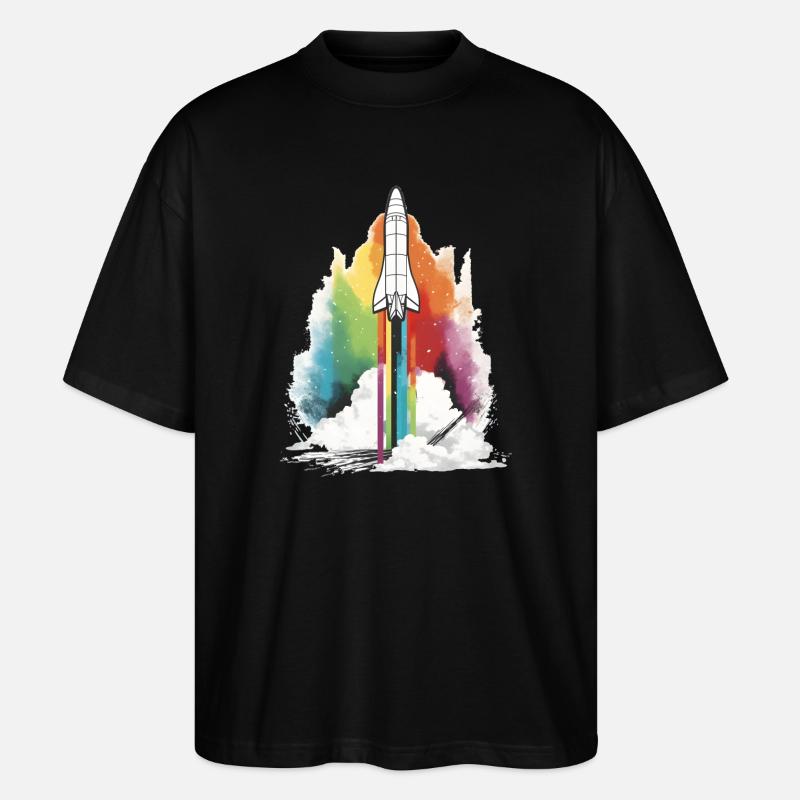 Regenbogen Rakete - Stanley/Stella Oversized Unisex Bio T-Shirt Blaster 2.0 - Schwarz