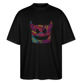LGBTQIA+ T-Shirt Devil Word Cloud Gay Pride LGBT - Stanley/Stella Oversized Unisex Bio T-Shirt Blaster 2.0 - Schwarz - Vorne - Alina (178cm) & Michal (187cm)