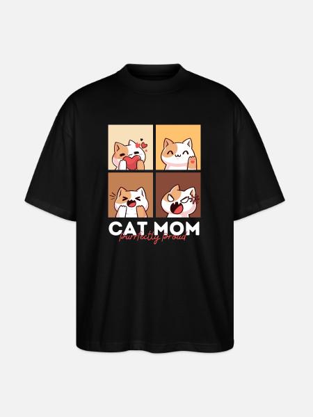 Maman chatte Purfffectly fière - T-shirt bio Blaster 2.0 coupe oversize Stanley/Stella Unisexe - noir