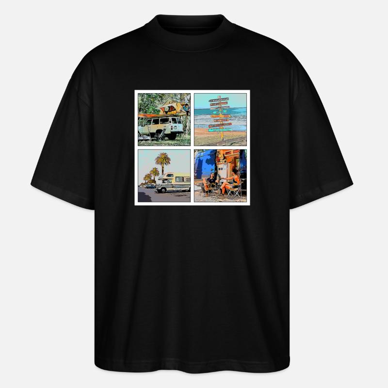 CAMPING - Stanley/Stella Oversized Unisex Bio T-Shirt Blaster 2.0 - Schwarz