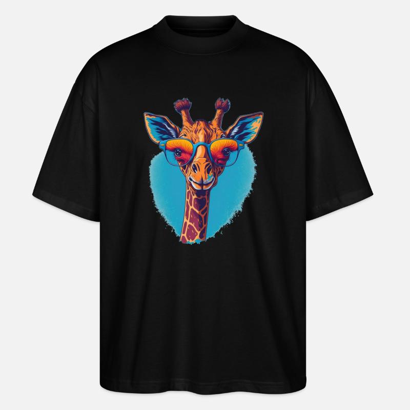 Giraffe mit Durchblick - Stanley/Stella Oversized Unisex Bio T-Shirt Blaster 2.0 - Schwarz